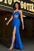 Load image into Gallery viewer, Mermaid Royal Blue Glitter Corset Prom Dress with Beading