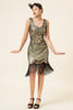 Load image into Gallery viewer, Golden Sequins Fringes 1920s Flapper Dress with 20s Accessories Set