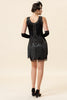 Load image into Gallery viewer, Black Fringes Sequined 1920s Flapper Dress with 20s Accessories Set