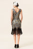 Load image into Gallery viewer, Apricot and Golden Sequined Fringes 1920s Gatsby Flapper Dress with 20s Accessories Set