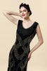 Load image into Gallery viewer, Black Sequined 1920s Gatsby Flapper Party Dress with 20s Accessories Set
