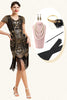 Load image into Gallery viewer, Golden Fringes Sequins Flapper Dress with 1920s Accessories Set