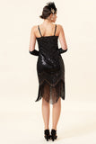 Spaghetti Straps Sequin Fringes Flapper Dress with 1920s Accessories Set