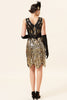 Load image into Gallery viewer, Golden Sequins Glitter Flapper Dress with 1920s Accessories Set