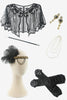 Load image into Gallery viewer, Silver Fringed Gatsby Dress with 1920s Accessories Set