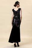 Black Sequins Long Gatsby Dress with 20s Accessories Set