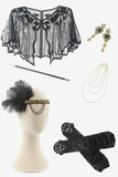 Black Sequins Long Gatsby Dress with 20s Accessories Set