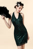Load image into Gallery viewer, Halter Green Sequins Gatsby Dress with 20s Accessories Set