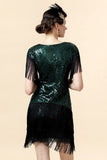 Fringed Green Sequins Flapper Dress with 1920s Accessories Set