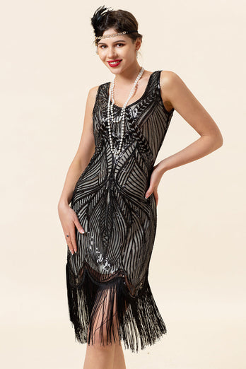 Sequins Fringed Flapper Dress with 1920s Accessories Set