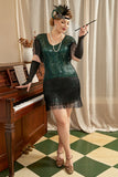 Green Plus Size 1920s Gatsby Dress with 20s Acessories Set