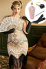 Load image into Gallery viewer, Apricot Sequins 1920s Plus Size Dress with 20s Acessories Set