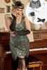 Load image into Gallery viewer, Golden and Green 1920s Plus Size Dress with 20s Accessories Set