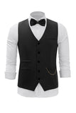 Black Chain Men's Vest with 5 Pieces Accessories Set