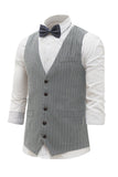 Light Grey Pinstriped Men's Vest with 5 Pieces Accessories Set