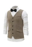 Khaki Shawl Lapel Men's Vest with 5 Piece Accessories Set