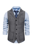 Grey Notched Lapel Men's Vest with Accessories Set