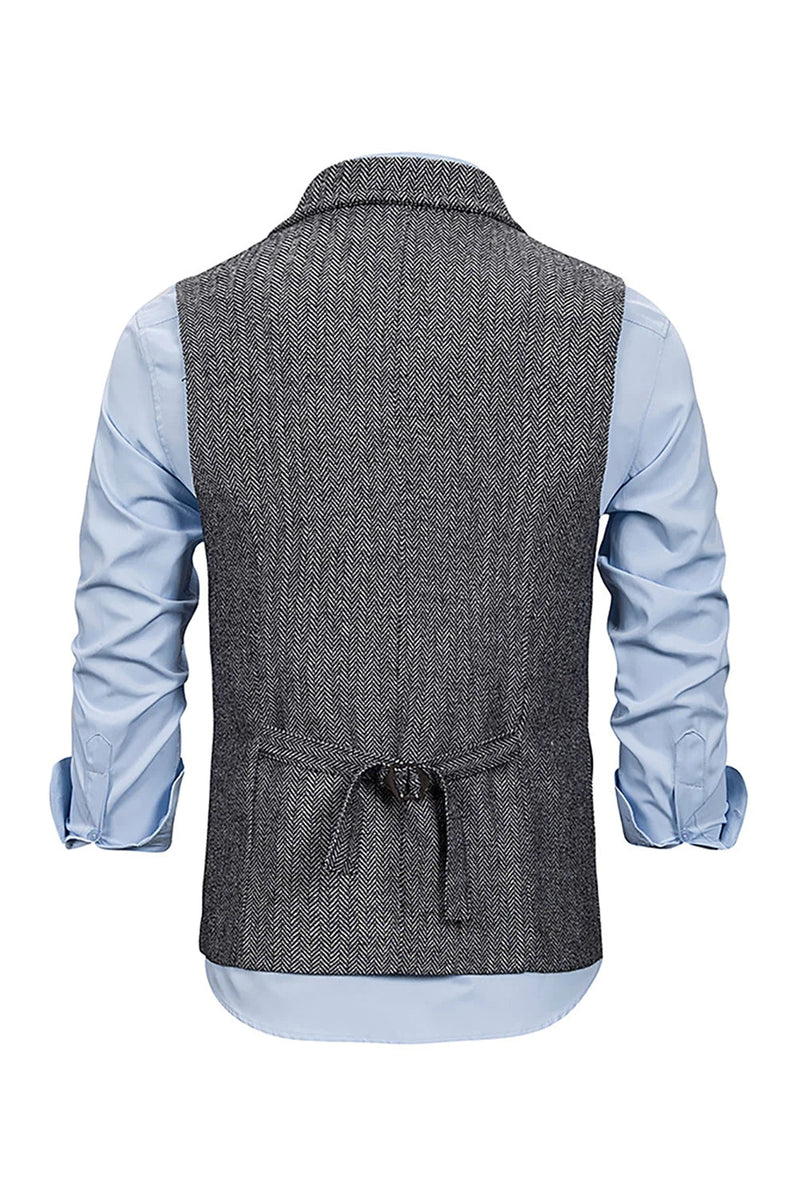 Load image into Gallery viewer, Grey Notched Lapel Men&#39;s Vest with Accessories Set