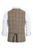 Load image into Gallery viewer, Brown Plaid Double Breasted Men Vest with Accessories Set