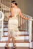 Load image into Gallery viewer, Champagne Fringed 1920s Gatsby Dress with Accessories Set