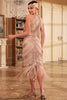 Load image into Gallery viewer, Sparkly Champagne Round Neck Sequins Fringed 1920s Dress with Accessories Set