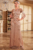 Load image into Gallery viewer, Sparkly Champagne Long Sequins Fringed 1920s Dress with Accessories Set