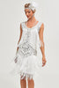 Load image into Gallery viewer, White Sequins Fringes Flapper Dress with Accessories Set