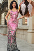 Load image into Gallery viewer, Stunning Mermaid Backless Spaghetti Straps Fuchsia Sequins Long Prom Dress with Accessories Set