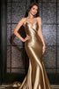 Load image into Gallery viewer, Mermaid Golden Spaghetti Straps Prom Dress with Accessory