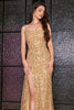 Load image into Gallery viewer, Golden Sequins Long Prom Dress with Accessory