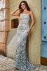 Load image into Gallery viewer, Stylish Mermaid One Shoulder Dark Green Sequins Prom Dress with Accessory