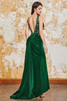 Sparkly Dark Green Mermaid Prom Dress with Accessory