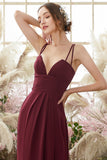 Burgundy Chiffon Bridesmaid Dress