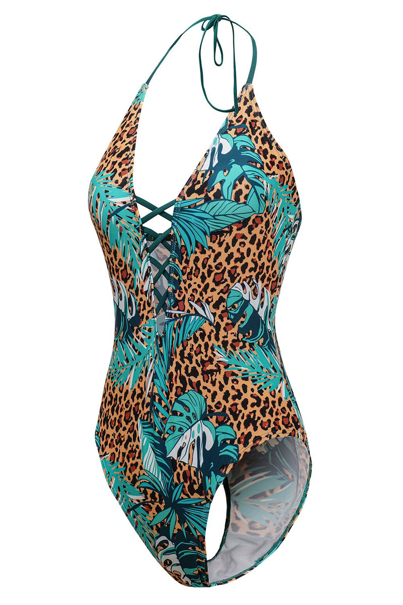 Load image into Gallery viewer, Green Leopard Printed Swimsuits