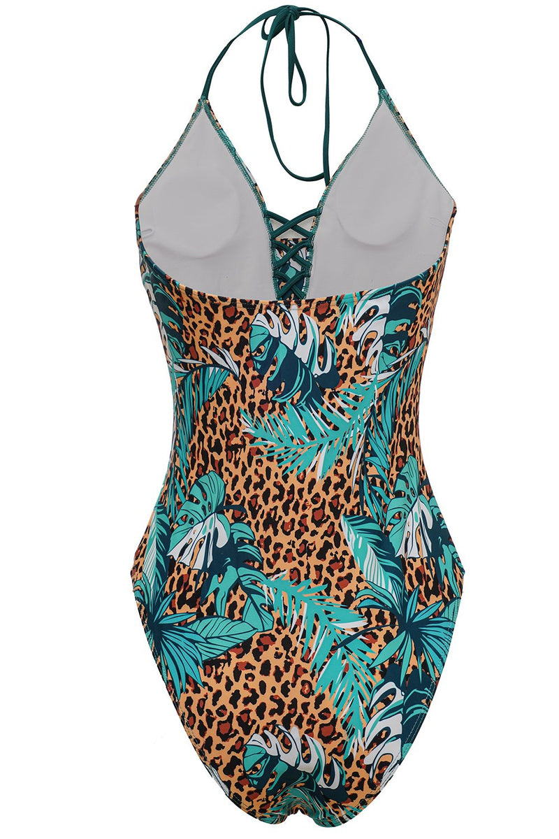 Load image into Gallery viewer, Green Leopard Printed Swimsuits