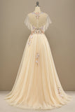 Yellow Long Prom Dress With Appliques