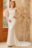 White Wedding Dress With Sweep Train