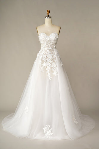 A Line Wedding Dress with Appliques