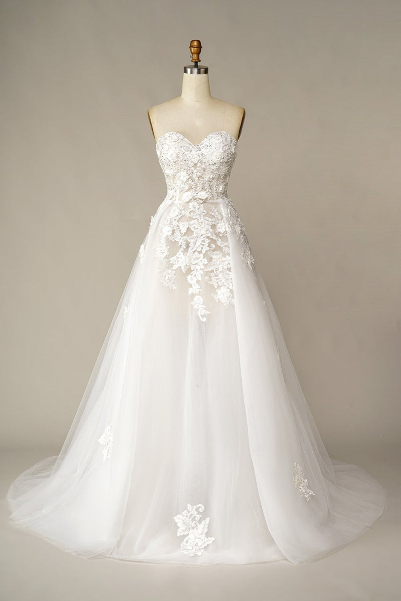 Load image into Gallery viewer, A Line Wedding Dress with Appliques