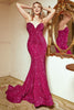 Load image into Gallery viewer, Mermaid Sweetheart Fuchsia Sequins Long Prom Dress with Sweep Train