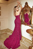 Load image into Gallery viewer, Mermaid Sweetheart Fuchsia Sequins Long Prom Dress with Sweep Train