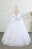 Load image into Gallery viewer, White Sleeveless Flower Girl Dress With Bow