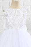 White Sleeveless Flower Girl Dress With Bow