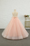 Pink Tulle Spaghetti Straps Flower Girl Dress