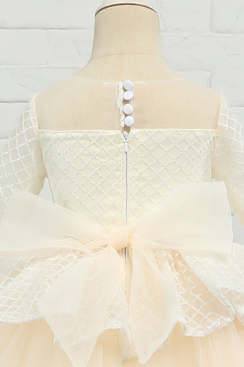 Load image into Gallery viewer, Apricot High-low Flower Girl Dress with Bow