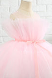 Pink High Low Flower Girl Dress