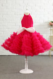 Fuchsia Halter Flower Girl Dress