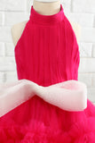 Fuchsia Halter Flower Girl Dress