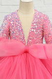 Fuchsia Tulle Sequins Flower Girl Dress