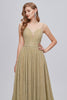 Load image into Gallery viewer, Golden Ruched A-Line Long Prom Dress